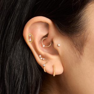 Alternative view of 14K CZ Bezel Pear Dangle Flatback Stud