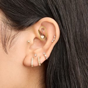 Alternative view of 14K Double Heart Dangle Flatback