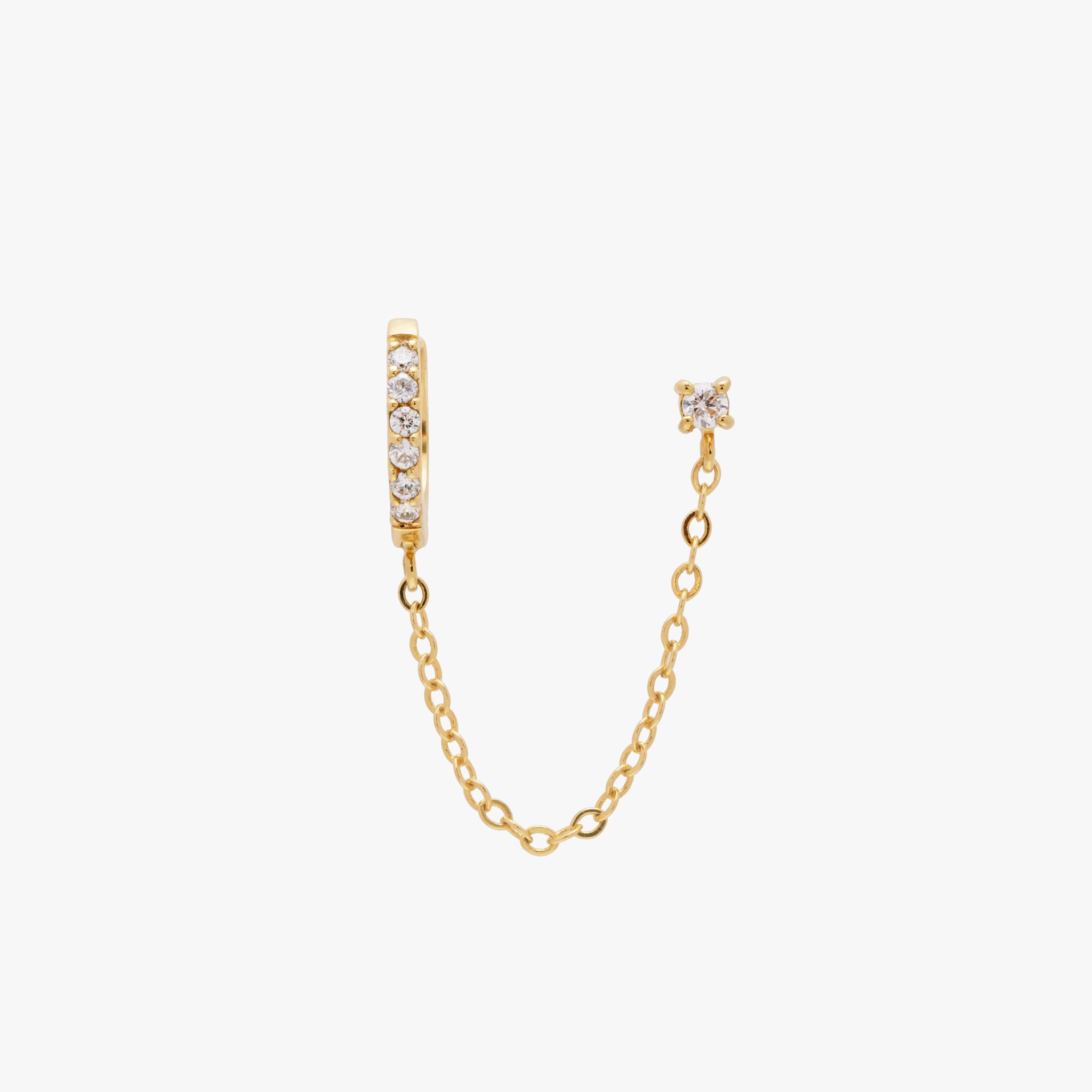 Chained Pave Huggie x CZ Stud - Image 3