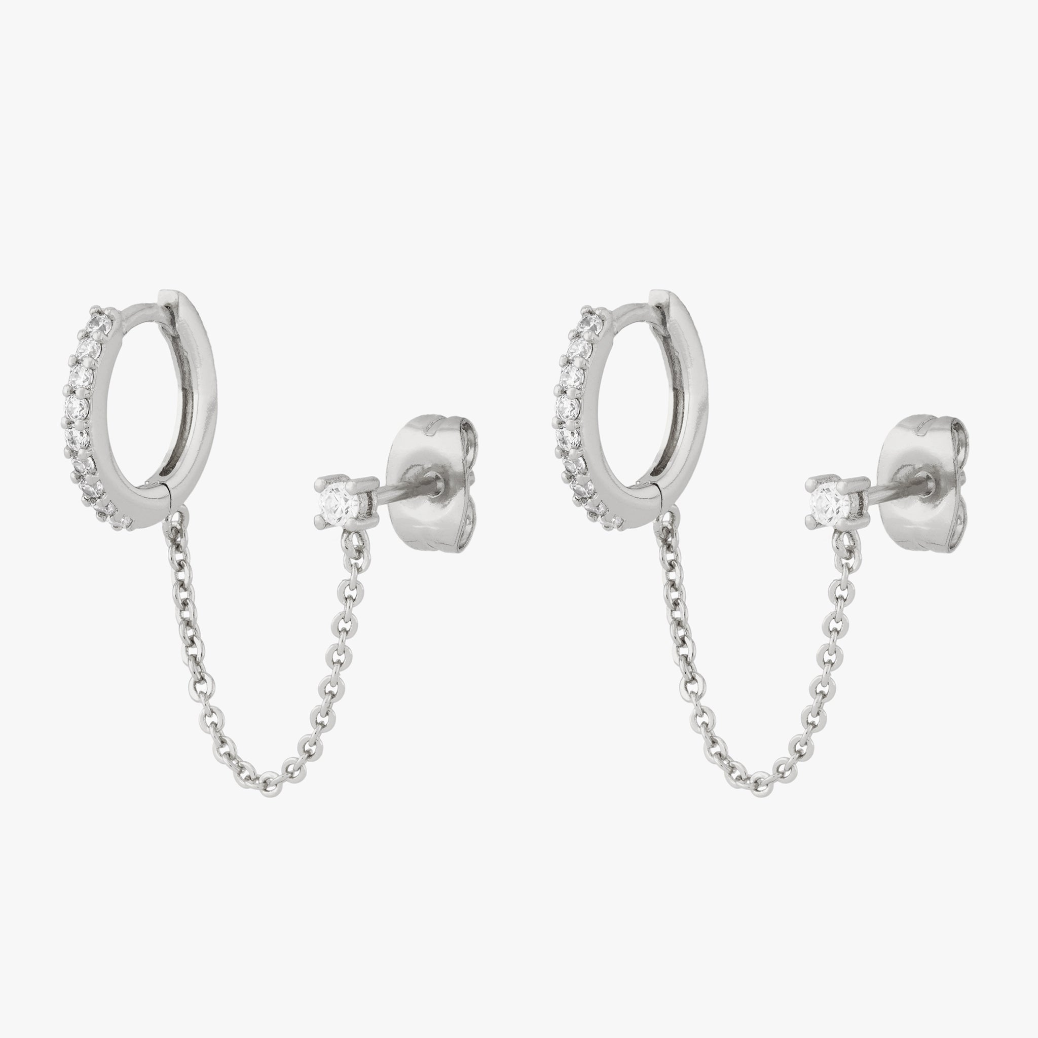 Chained Pave Huggie x CZ Stud - Image 8