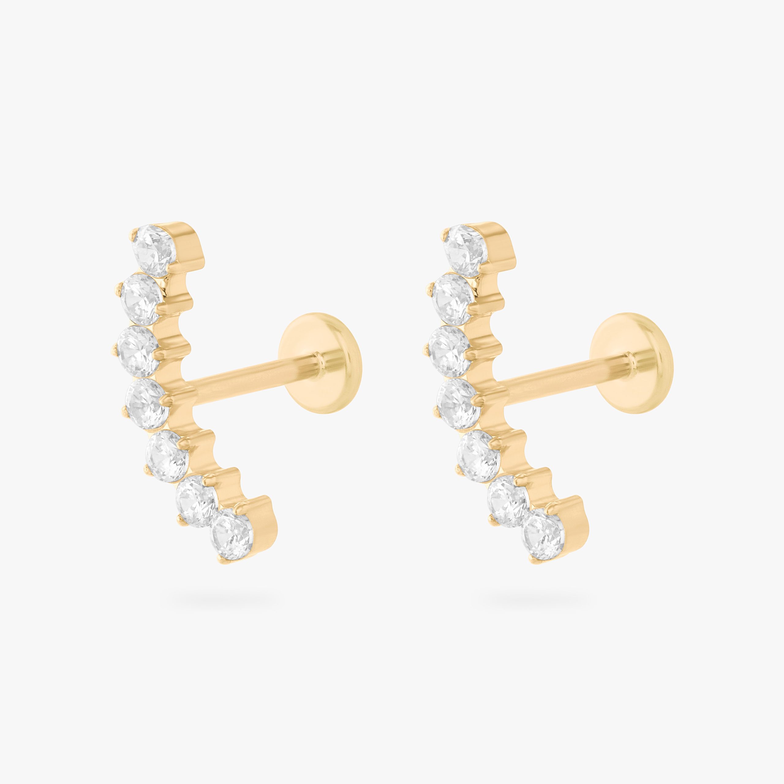 Curved CZ Bar Flatback Stud - Image 6