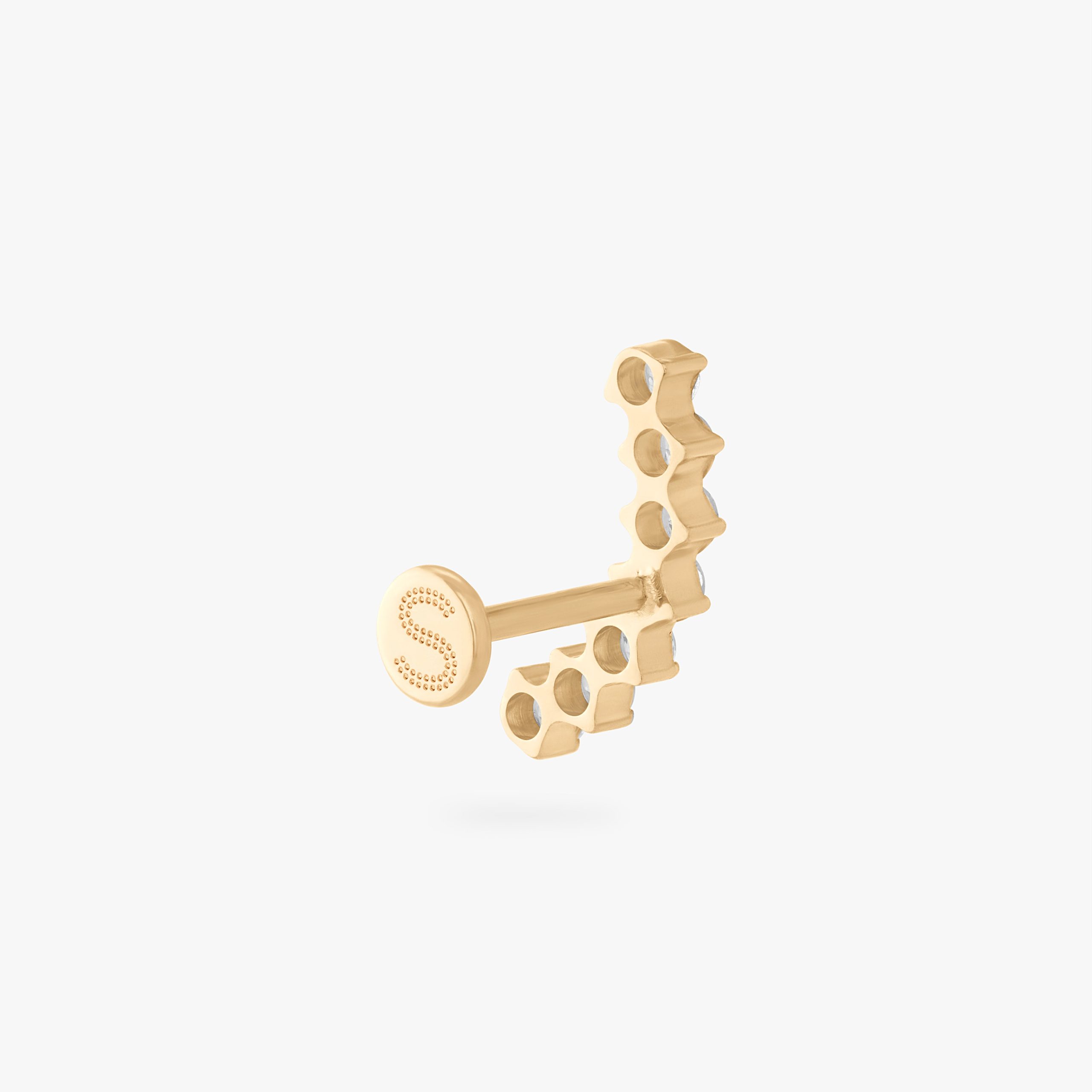 Curved CZ Bar Flatback Stud - Image 3