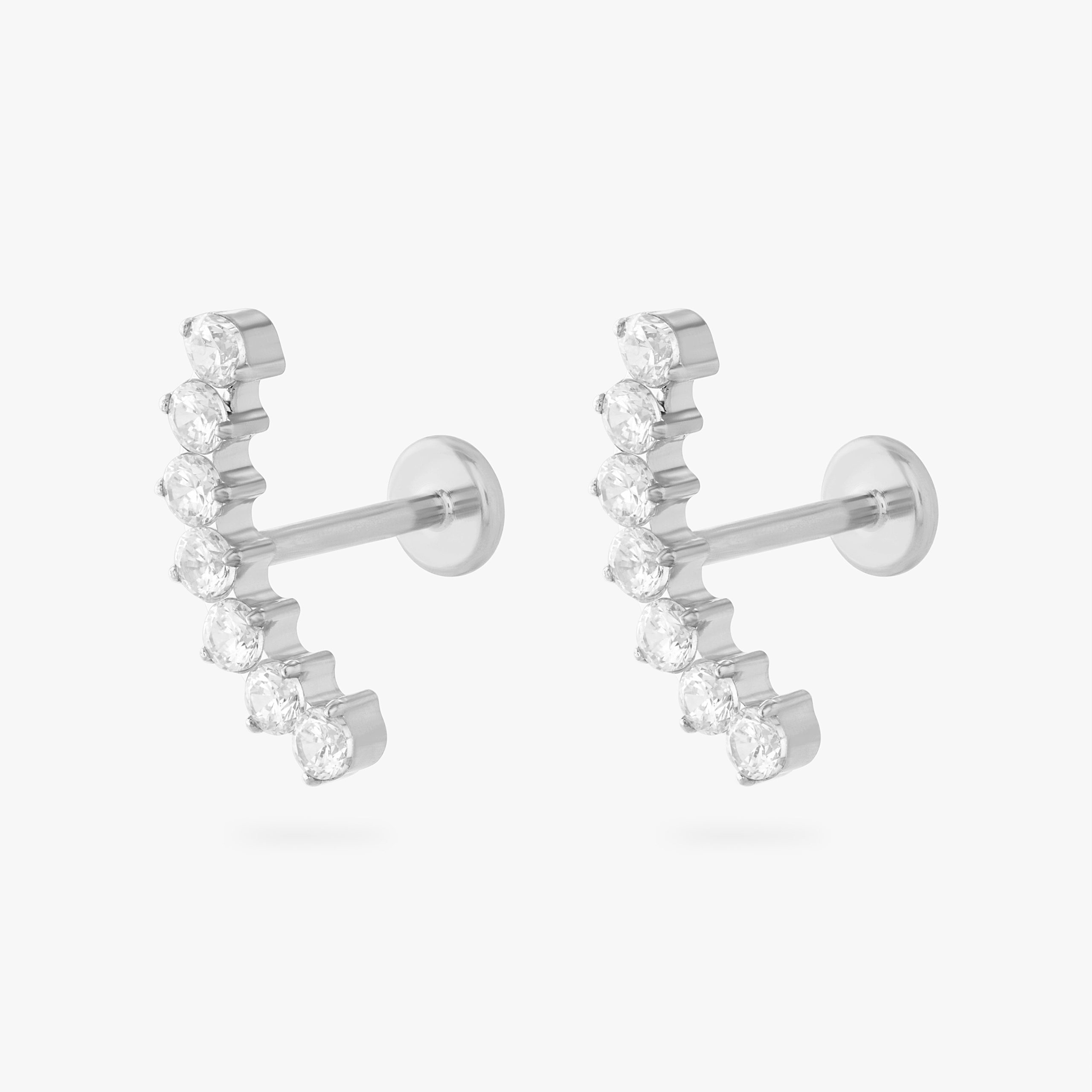 Curved CZ Bar Flatback Stud - Image 12