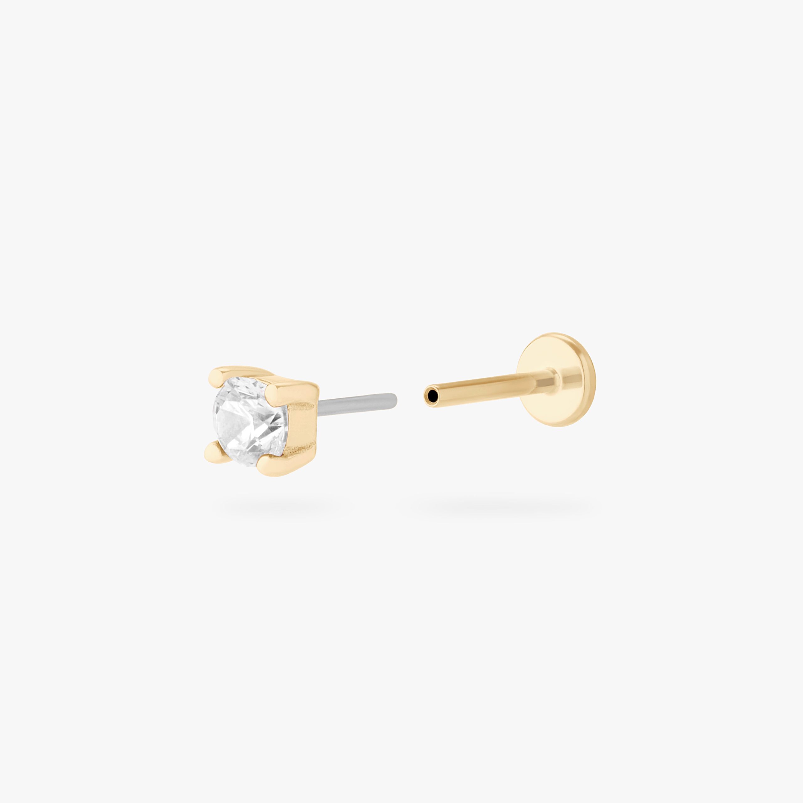 14K Mini CZ Flatback Stud - Image 3