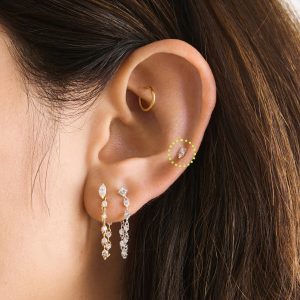 Alternative view of 14K Stacked CZ Flatback Stud