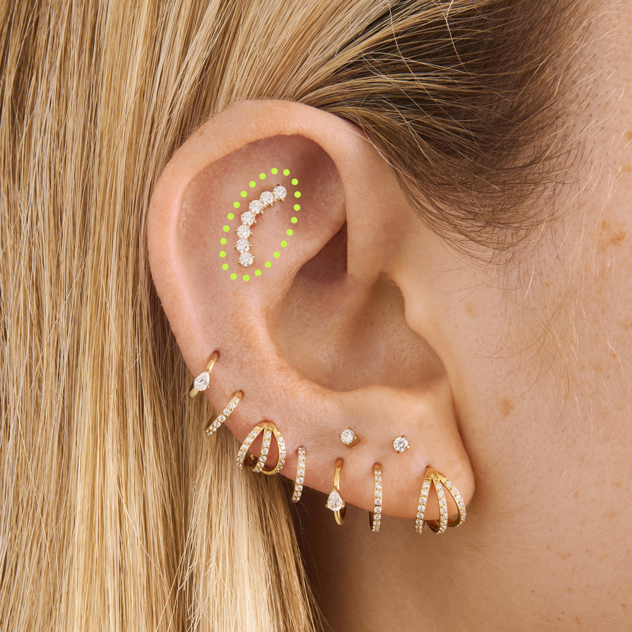 Curved CZ Bar Flatback Stud - Image 2