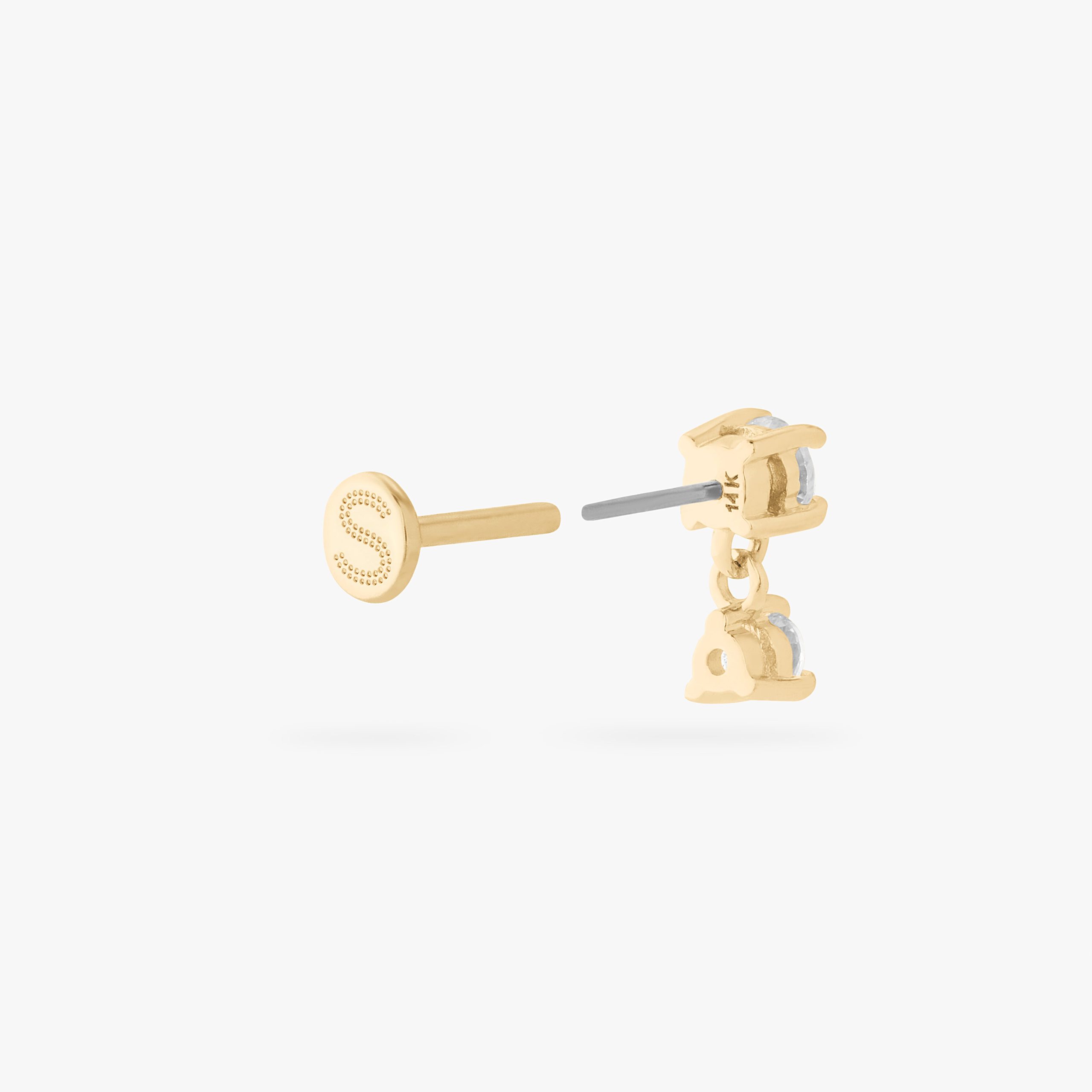 14K CZ Dangle Flatback - Image 5