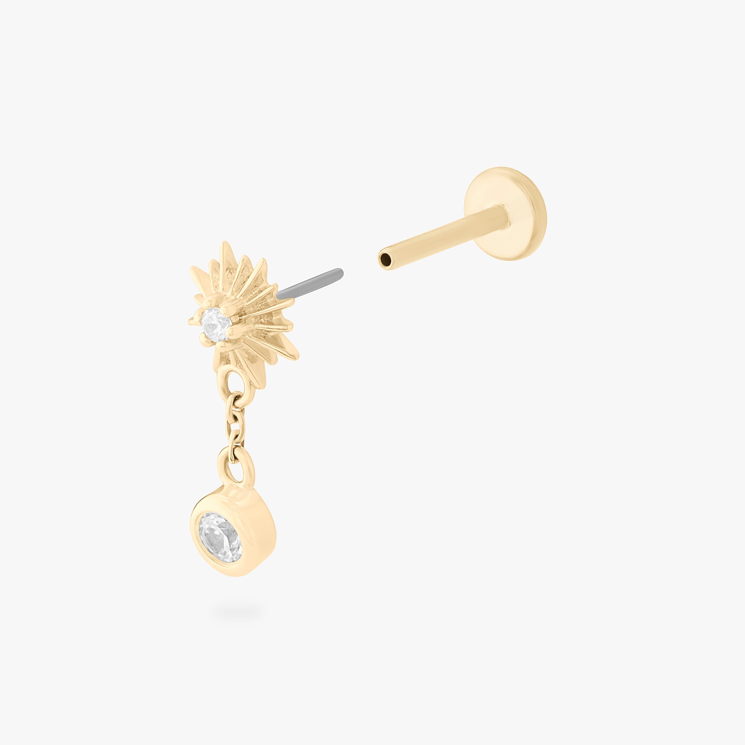 14K Twinkle Dangle Flatback Stud - Image 3