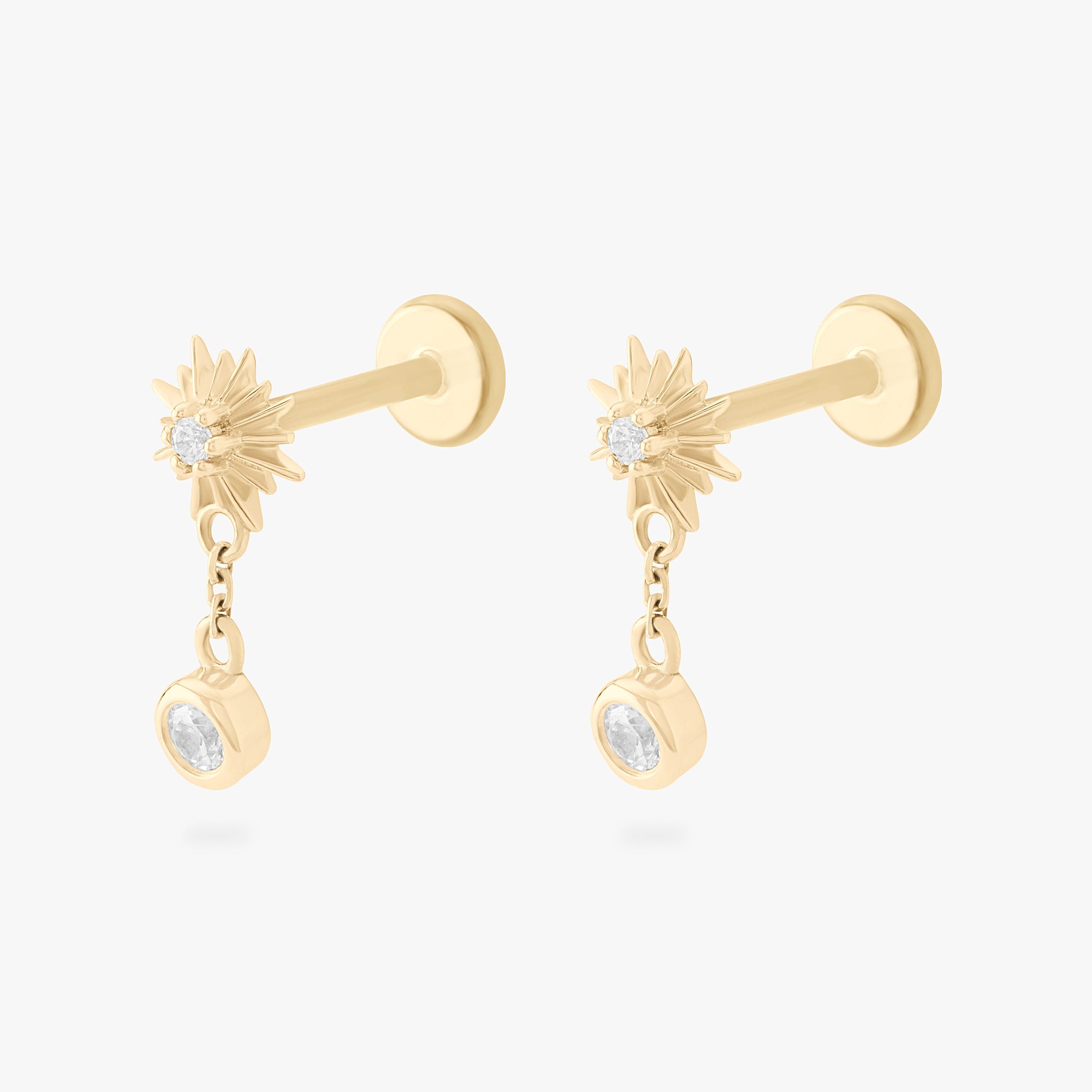 14K Twinkle Dangle Flatback Stud - Image 6