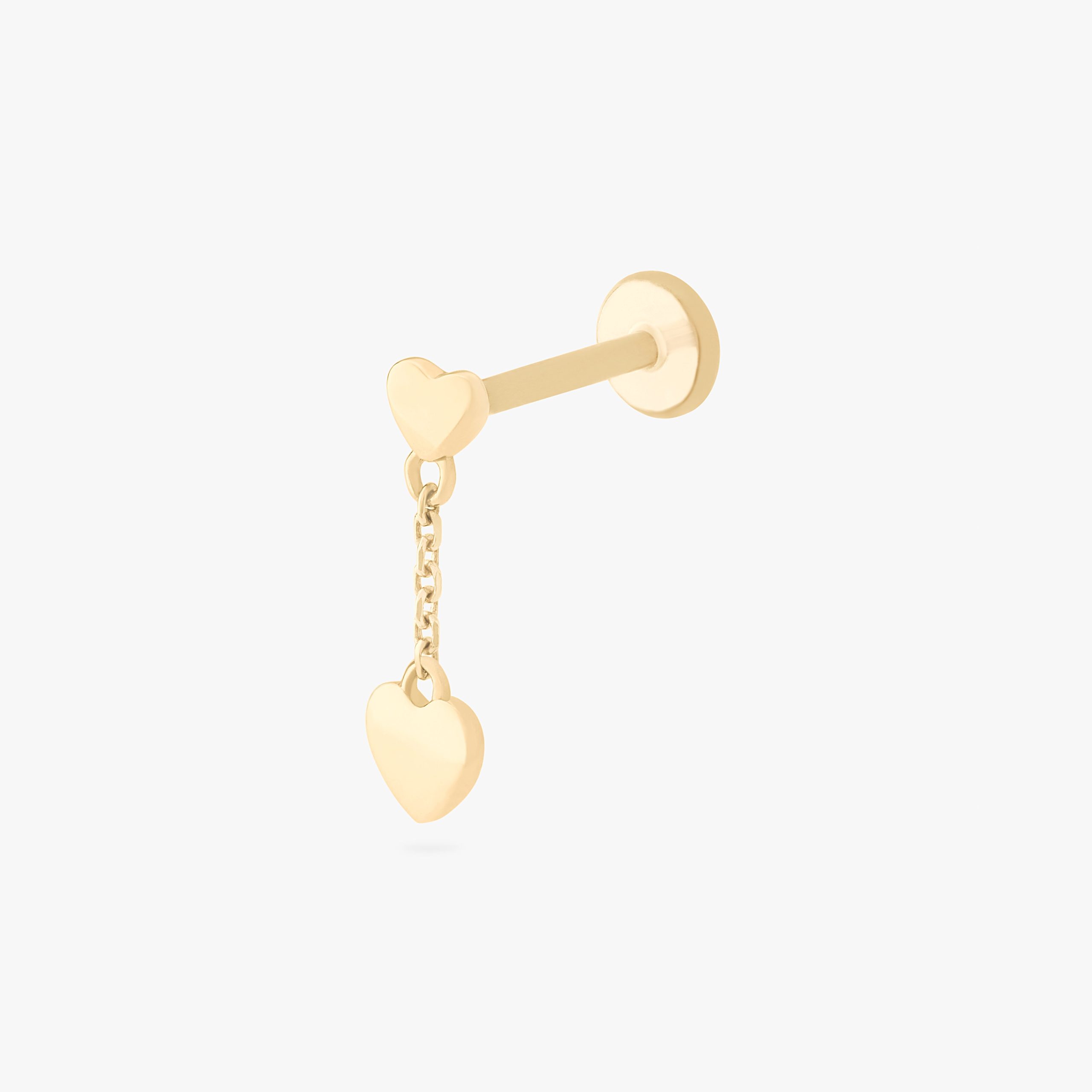 14K Double Heart Dangle Flatback