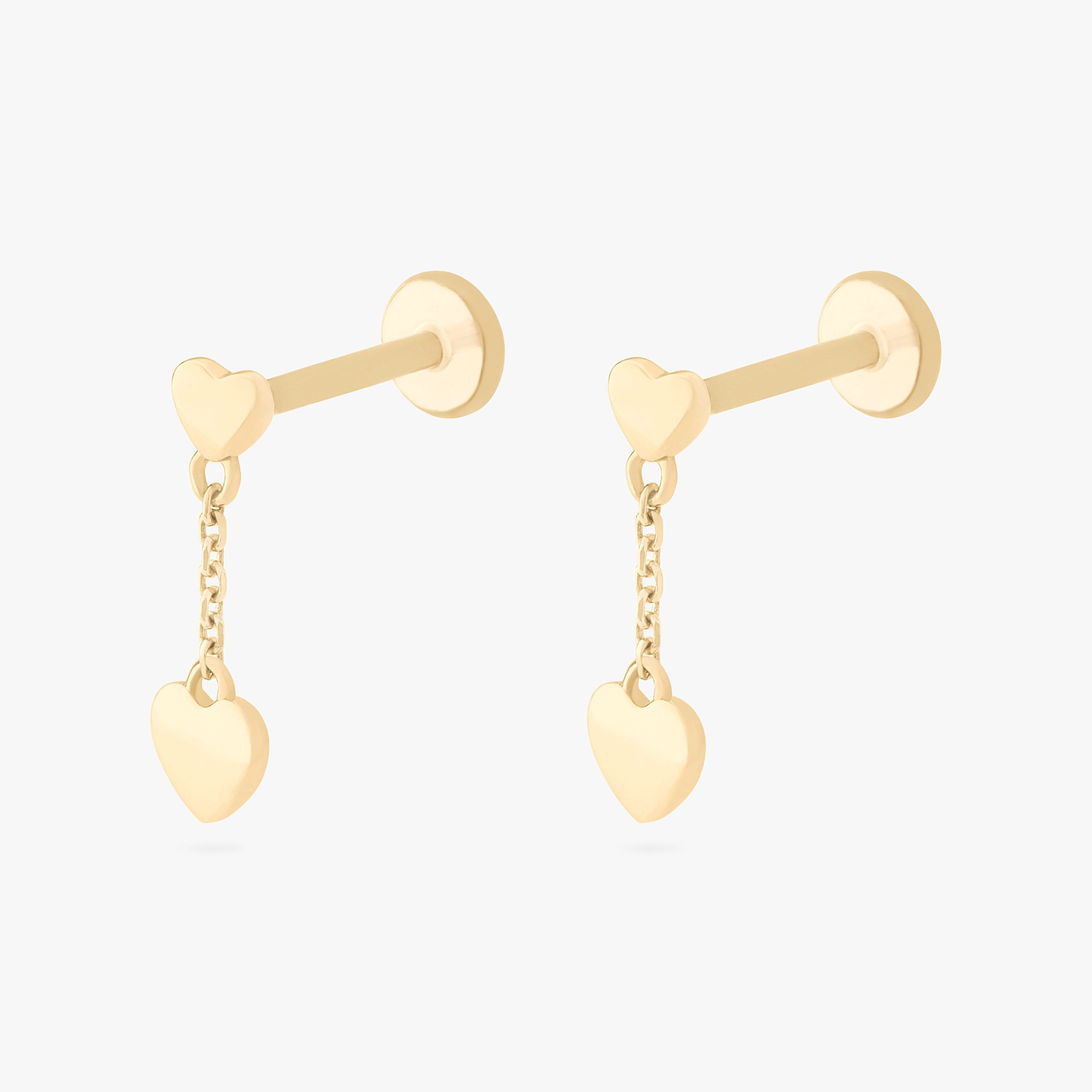 14K Double Heart Dangle Flatback - Image 6